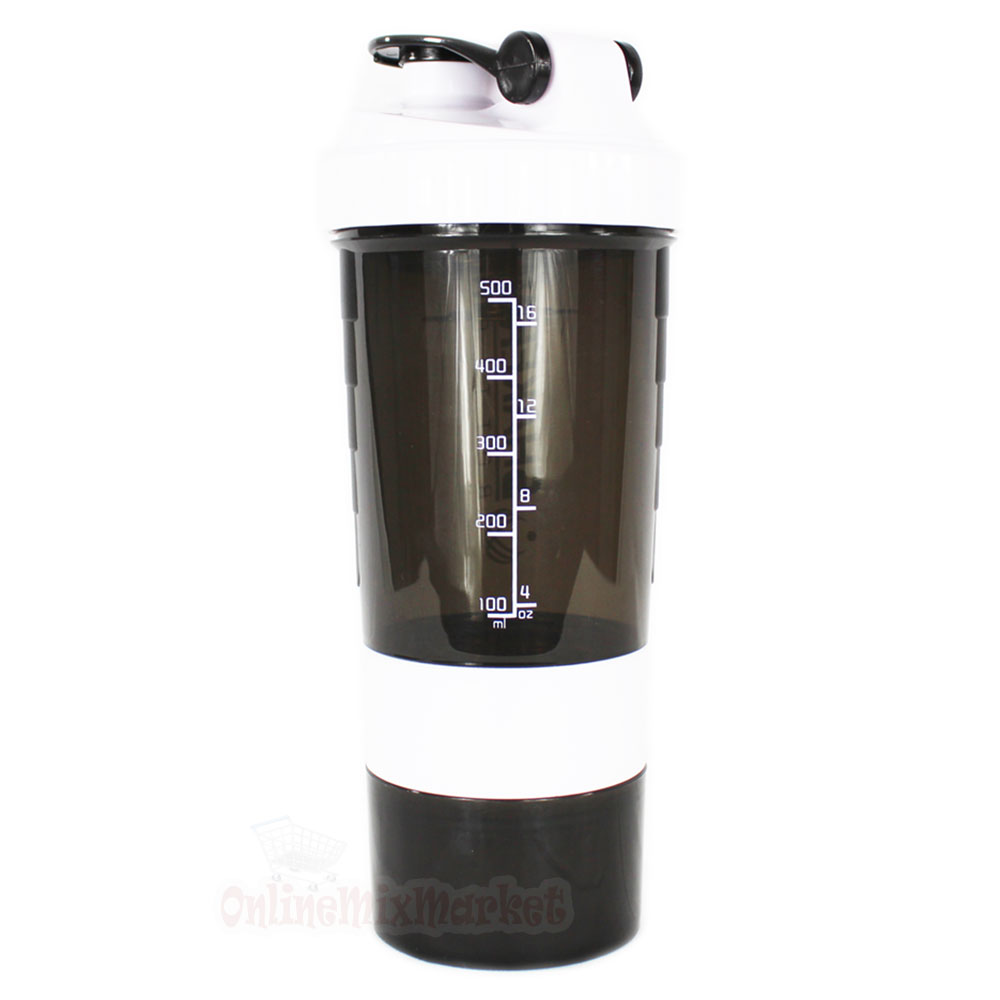 Shaker Bottle - 500ml, Color - White - OnlineMixMarket